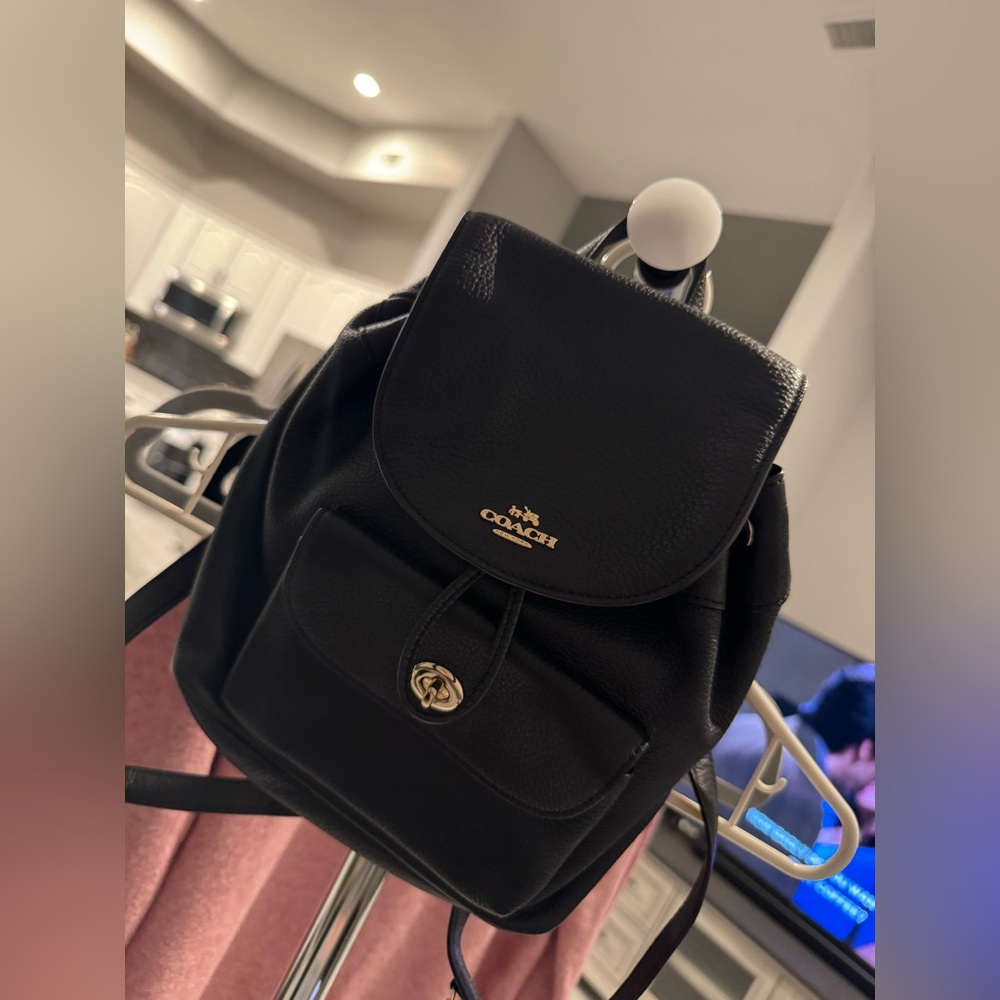 Coach Black Backpack with Gold Accents